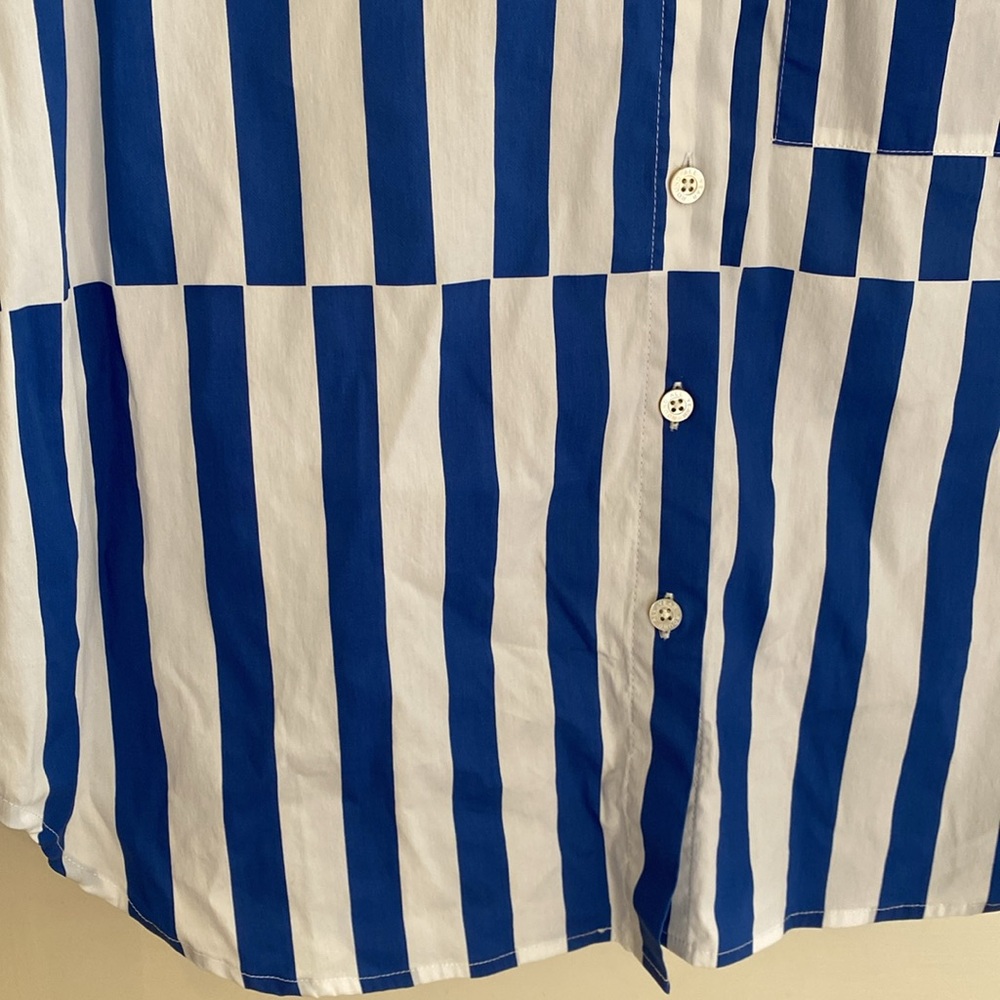AYR All Year Long Deep End Marais Blue royal blue/white Stripe Shirt Sz M NWOT - Picture 8 of 12